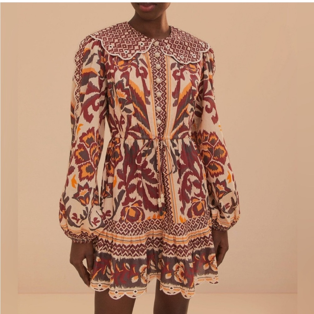 FARM Rio Cream Toucans Scarf Mini Dress